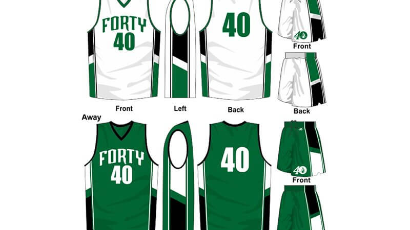 white and green uniform and green with black alternate