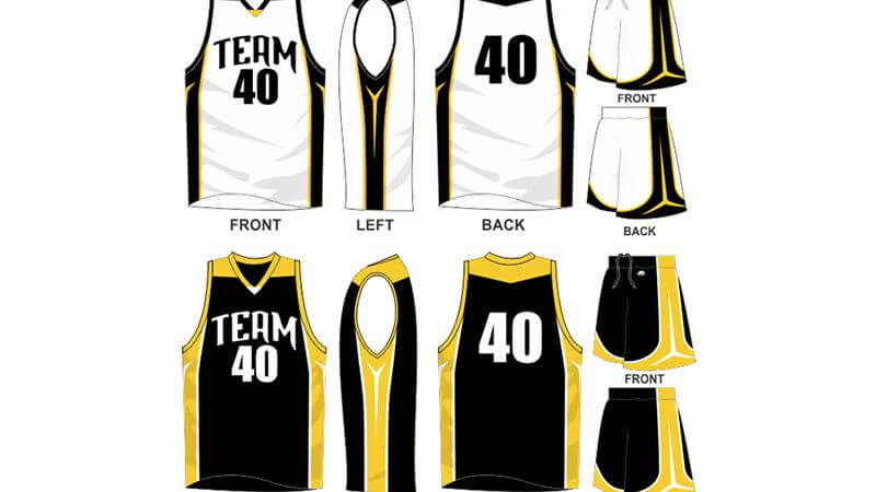 white with black sides and black with yellow side alternate