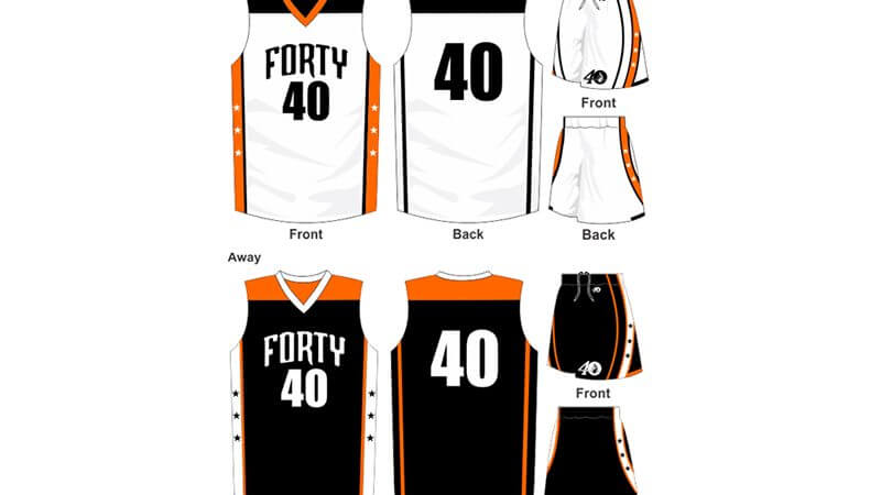 white uniform with orange details, alternate is black with orange details