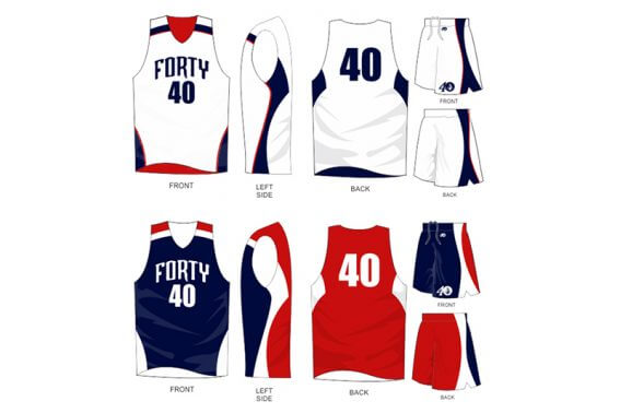 white uniform with navy and red alternate