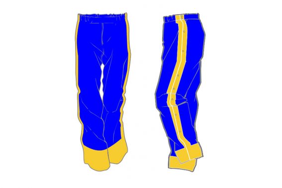 blue and yellow sweatpants