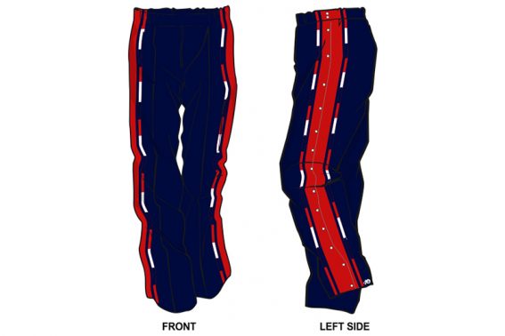 navy with red and white stripes on the side sweatpants