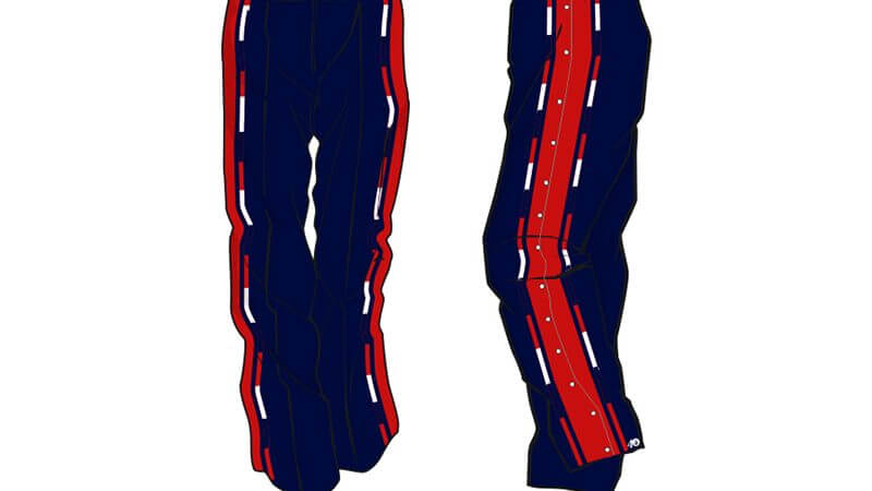 navy with red and white stripes on the side sweatpants