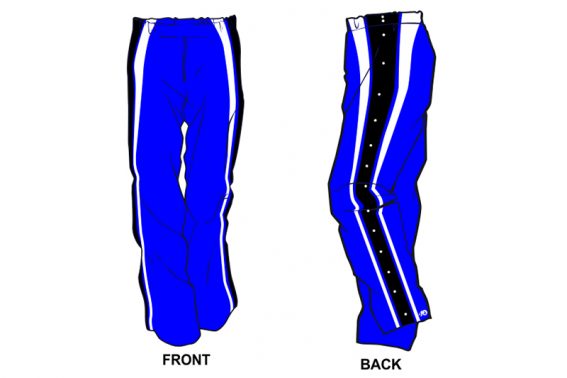 blue with white and black stripes on the side sweatpants