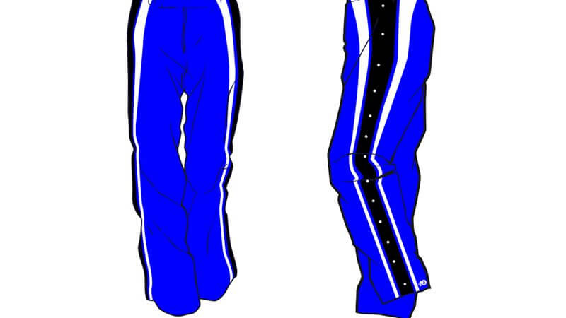 blue with white and black stripes on the side sweatpants