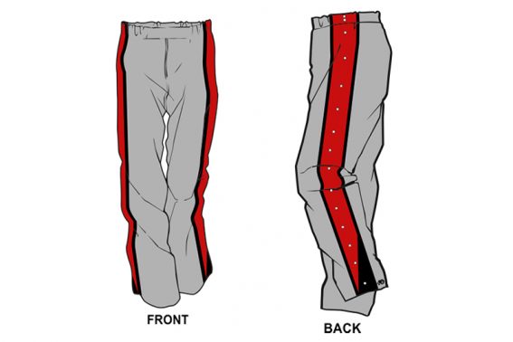 grey with red and black stripe on the side sweatpants