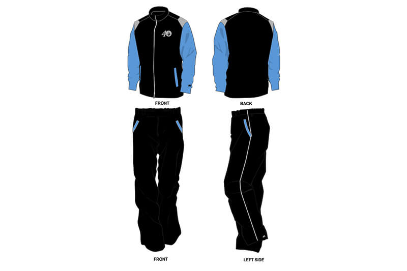 black with light blue detailing sweat pants and hoodie set