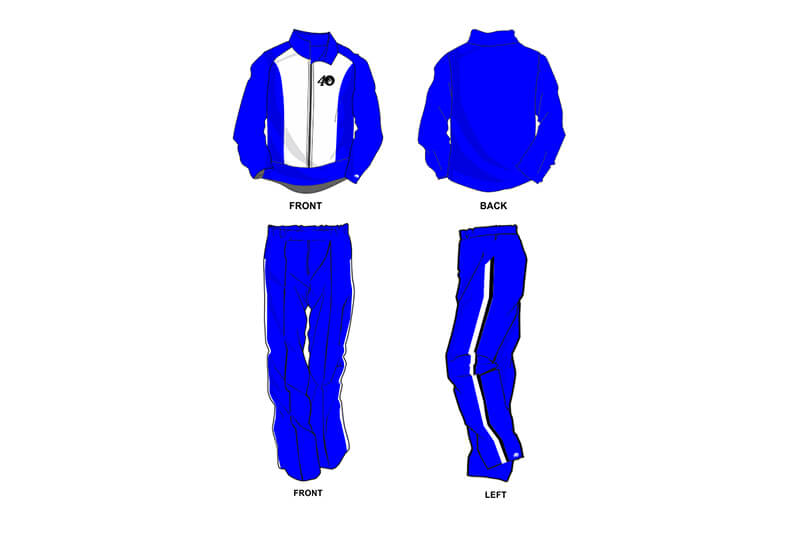 blue and white sweat pants and hoodie set