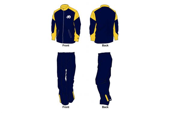 navy and yellow sweat pants and hoodie set