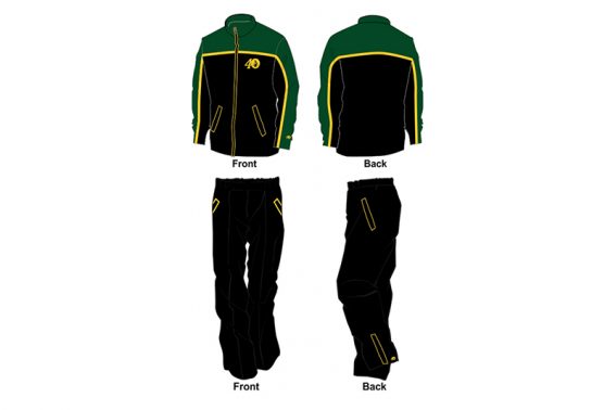 black with yellow and green detailing sweat pants and hoodie set