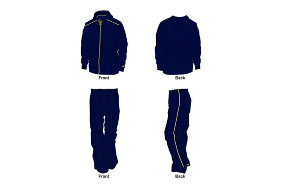 navy with yellow detailing sweat pants and hoodie set