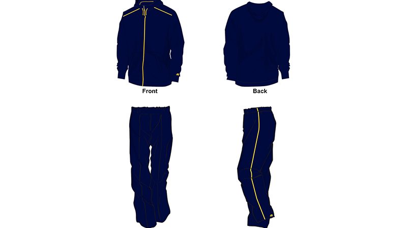 navy with yellow detailing sweat pants and hoodie set