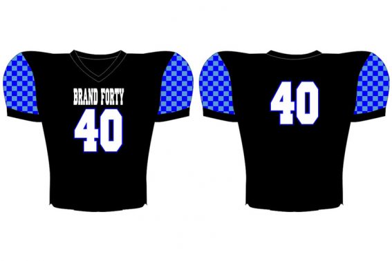 black with blue sleeves