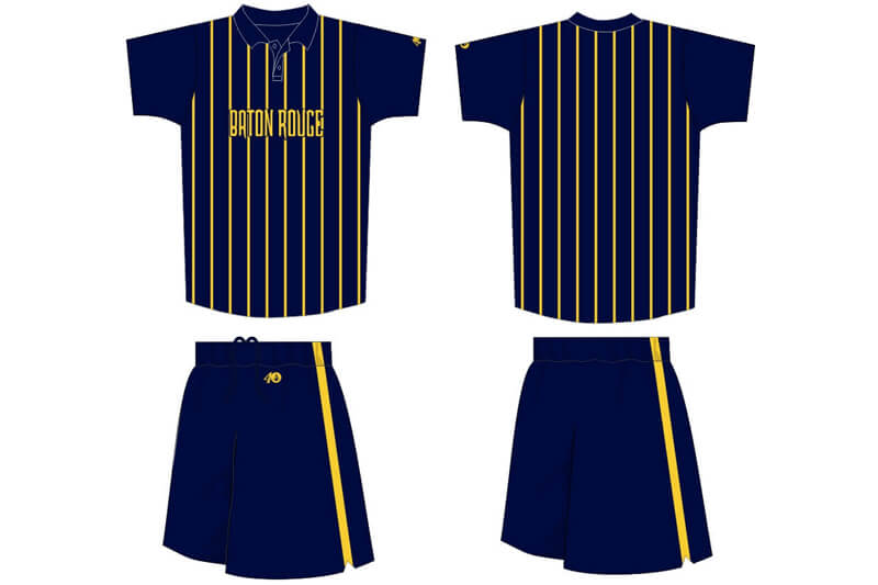 navy with yellow stripes uniform