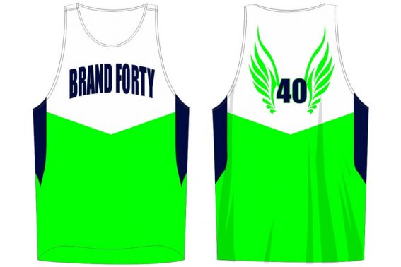 green and white sleeveless jersey