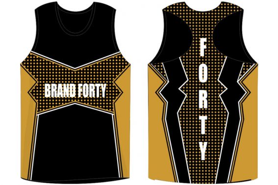 black and gold sleeveless jersey