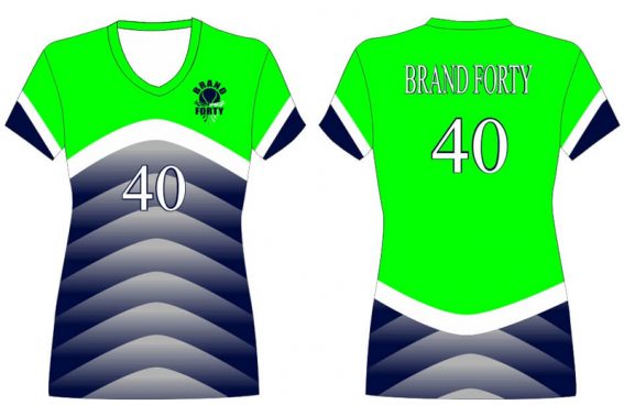 green short sleeve with grey gradient arched details