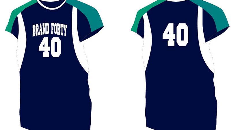 navy short sleeve with green shoulders and white sides