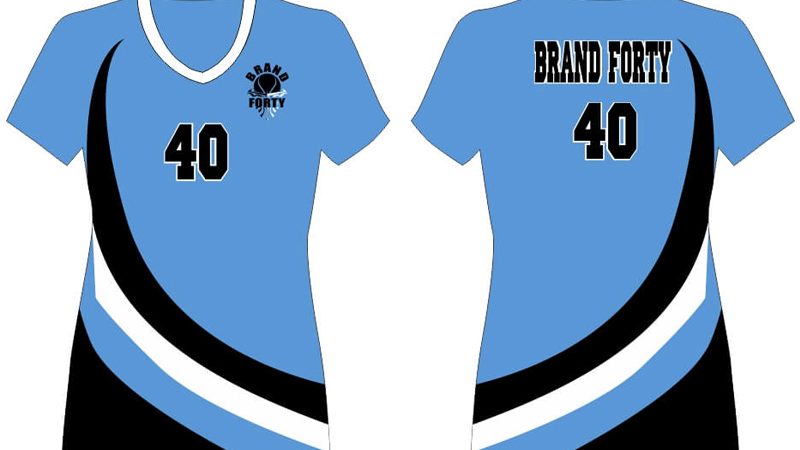 light blue jersey with black and white details